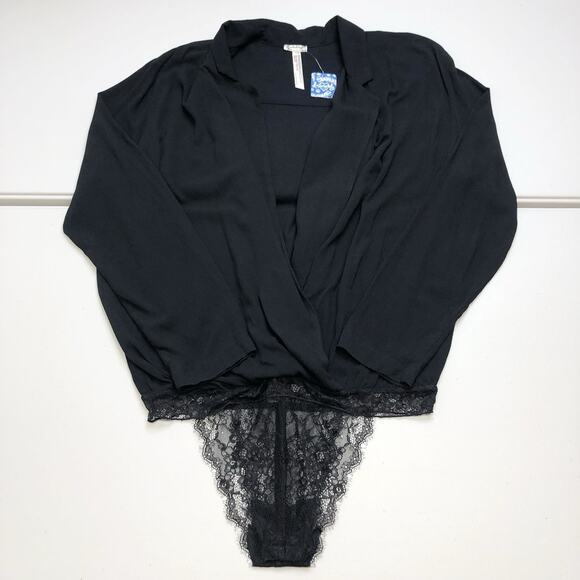 Free People Tops - NWT Intimately Free People Black Lace V-cut Bodysuit Size Medium OB857408